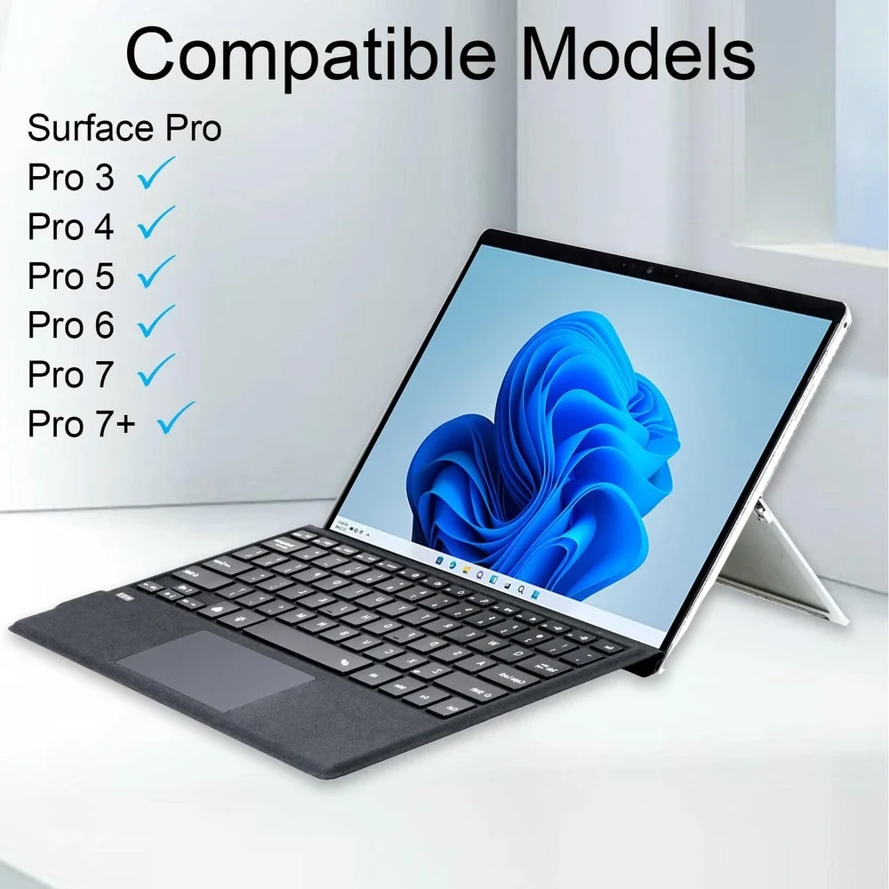 Zoof Wireless Bluetooth Keyboard for Surface Pro 3/4/5/6/7/7+ Charcoal Touchpad